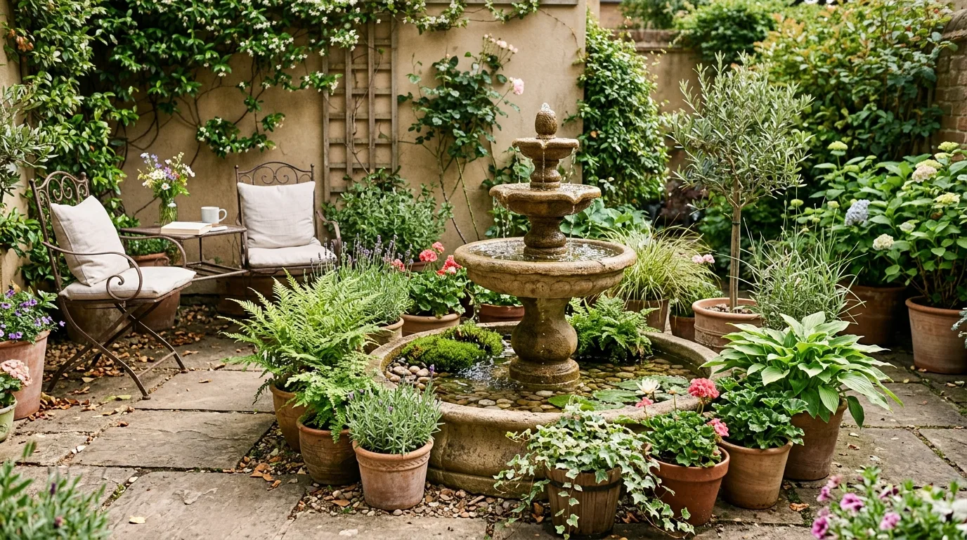 Corner Bench and Garden Pot Mix